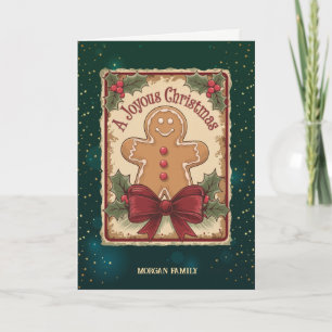 Vintage Cute Reindeer Snowflakes Green Holiday Card