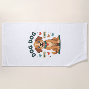 Vintage Cute Rescue Dog Save A Life Cartoon Puppy  Beach Towel