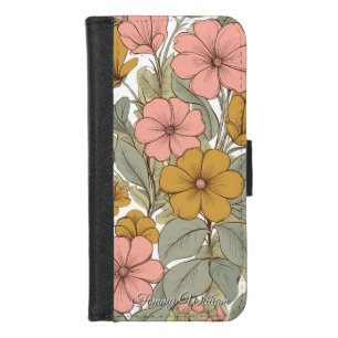 Vintage Cute Retro Groovy Hippie Flowers iPhone 8/7 Wallet Case