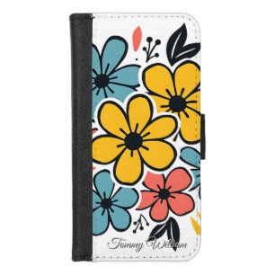 Vintage Cute Retro Groovy Hippie Flowers iPhone 8/7 Wallet Case