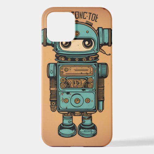 vintage cute robot radio cassette old dirty iPhone 12 case