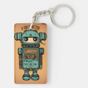 vintage cute robot radio cassette old dirty keychain