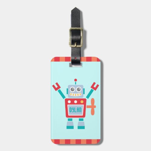 Vintage Cute Robot Toy For Kids Luggage Tag