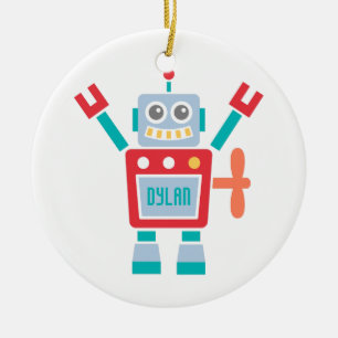 Vintage Cute Robot Toy For Kids Room Ceramic Ornament