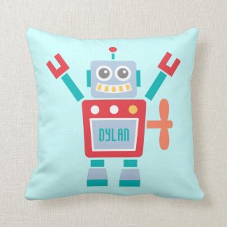 Vintage Cute Robot Toy For Kids Room Throw Pillow