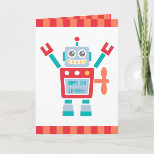Vintage Cute Robot Toy Happy Birthday Card