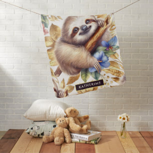 Vintage Cute Sloth Pattern Baby Blanket