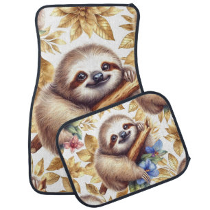 Vintage Cute Sloth Pattern Car Floor Mat
