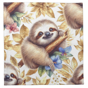 Vintage Cute Sloth Pattern Cloth Napkin