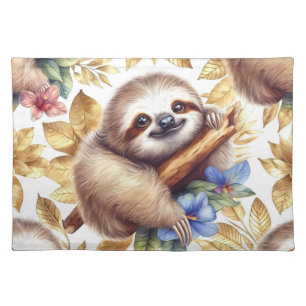 Vintage Cute Sloth Pattern Cloth Placemat