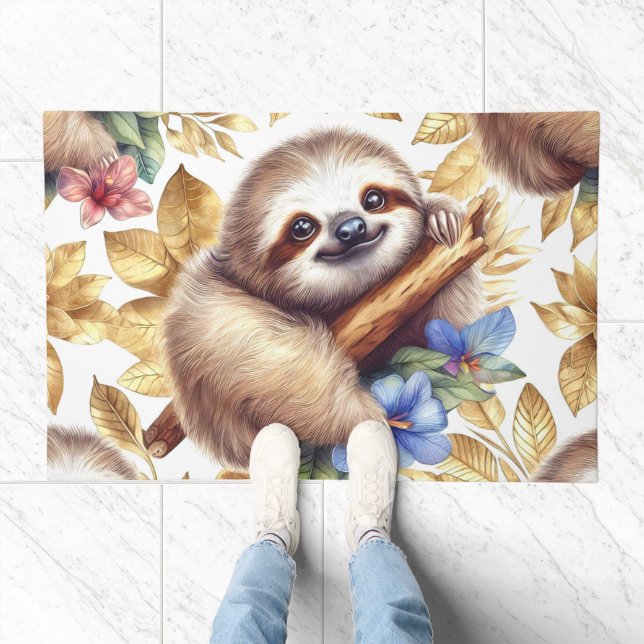 Vintage Cute Sloth Pattern Doormat (Indoor)