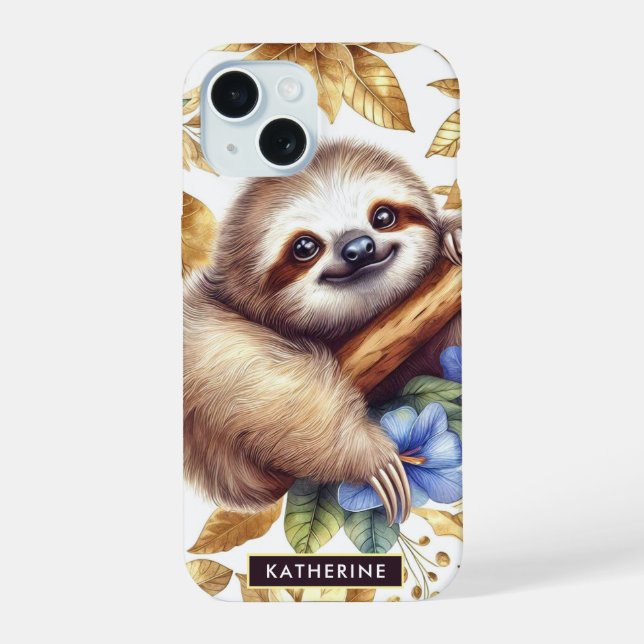 Vintage Cute Sloth Pattern Iphone Case (Back)