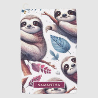 Vintage Cute Sloth Seamless Watercolor