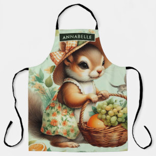 Vintage Cute Squirrel Painting Apron