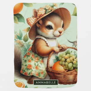 Vintage Cute Squirrel Painting Baby Blanket