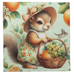 Vintage Cute Squirrel Painting Cloth Napkin