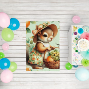 Vintage Cute Squirrel Painting Outdoor Rug