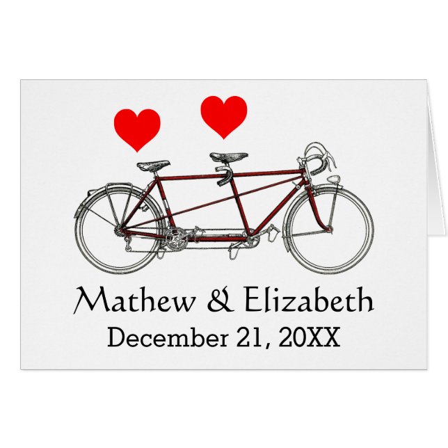 Vintage Cute Tandem Bicycle Custom Wedding (Front Horizontal)