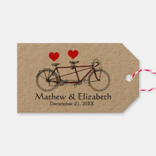 Vintage Cute Tandem Bicycle Custom Wedding Gift Tags