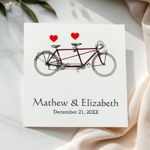 Vintage Cute Tandem Bicycle Custom Wedding Napkins