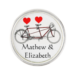 Vintage Cute Tandem Bicycle Custom Wedding Pin