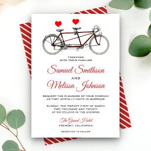 Vintage Cute Tandem Bicycle Wedding Invitation