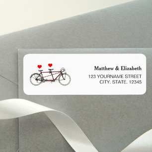 Vintage Cute Tandem Bicycle Wedding Label
