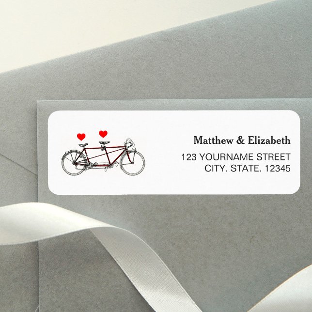 Vintage Cute Tandem Bicycle Wedding Label (Creator Uploaded)