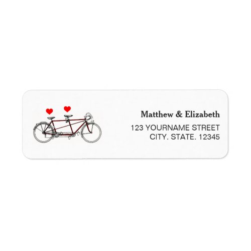 Vintage Cute Tandem Bicycle Wedding Label