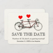 Vintage Cute Tandem Bicycle Wedding Save The Date (Front/Back)