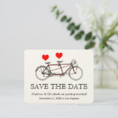 Vintage Cute Tandem Bicycle Wedding Save The Date (Standing Front)