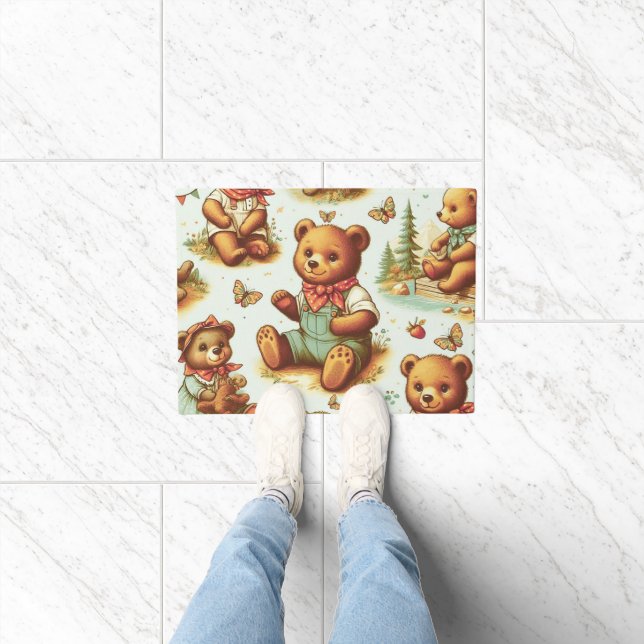 Vintage Cute Teddy Bear Pattern Doormat (Indoor)