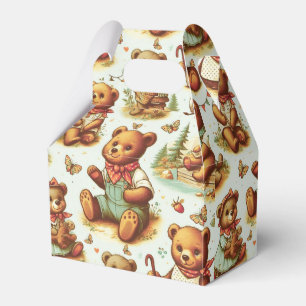 Vintage Cute Teddy Bear Pattern Favor Boxes