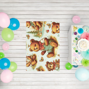 Vintage Cute Teddy Bear Pattern Outdoor Rug