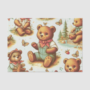 Vintage Cute Teddy Bear Pattern Tissue Paper