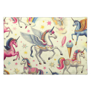 Vintage Cute Unicorn Pattern Cloth Placemat