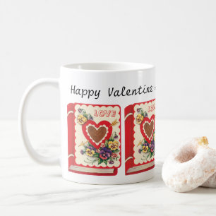 Vintage Cute Valentine Love Book Heart and Flowers Coffee Mug