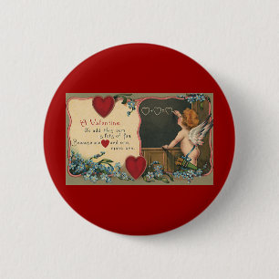 Vintage Cute Valentine's Day, Cherub Teacher Button