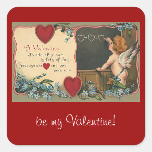 Vintage Cute Valentine's Day, Cherub Teacher Square Sticker