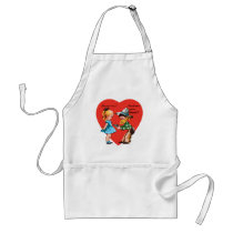 Vintage Cute Valentine's Day, Girl with Cowboy Adult Apron