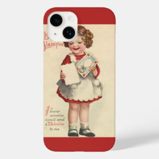 Vintage Cute Valentines Day, Girl with Love Letter Case-Mate iPhone 14 Case