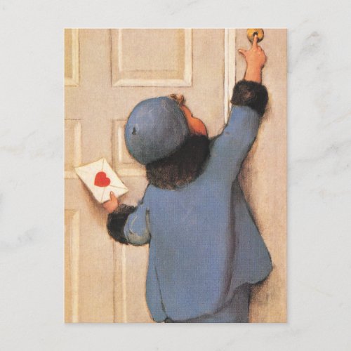 Vintage Cute Valentines Day Mailman Love Letter Holiday Postcard
