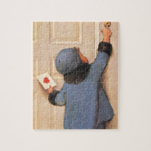 Vintage Cute Valentine's Day, Mailman Love Letter Jigsaw Puzzle