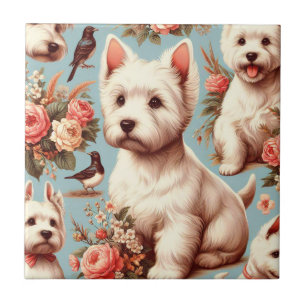 Vintage Cute West Highland White Terrier Ceramic Tile