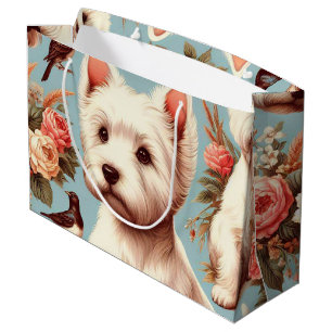 Vintage Cute West Highland White Terrier Large Gift Bag