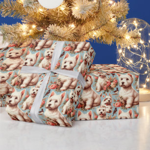 Vintage Cute West Highland White Terrier Wrapping Paper