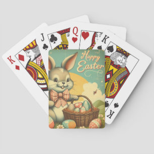 Vintage, Cute, whimsical & colorful Easter bunny Poker Cards