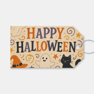 Vintage, cute whimsical Happy Halloween Gift Tags