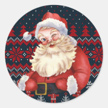 Vintage Cute Winking Santa Claus Christmas