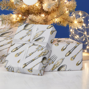 Vintage cutlery chef graduation DIY color Wrapping Paper